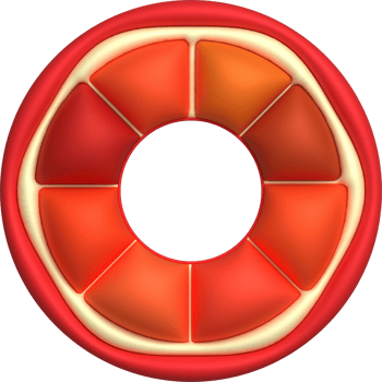 3D illustration Orange shaped swim ring,Swim lifesaver,Summer vacation or trip safety. png
