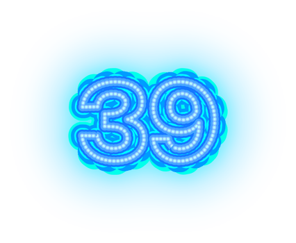 Blue Neon Number 39 png
