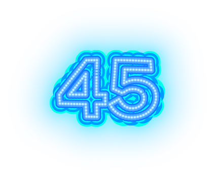 Blue Neon Number 45 png