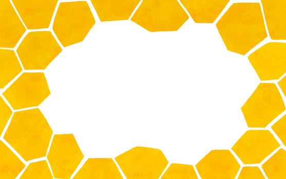 Beehive honeycomb horizontal background. Watercolor texture hexagon grid cells and bee honey cartoon frame, border, banner. CUte border with large scale bee honeycomb. Yellow organic honey print png
