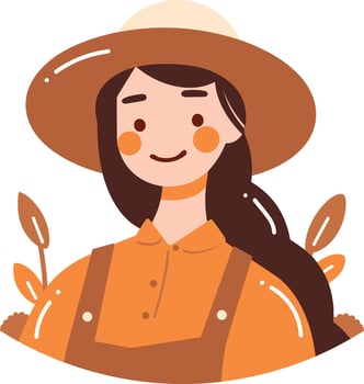 Hand Drawn happy female farmer in flat style vector