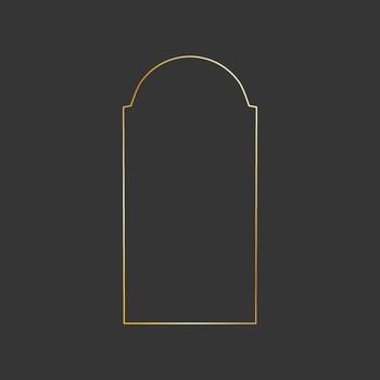 Golden geometric frame. Gold windows or arch in arabic style. Vector
