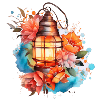 Islam Ramadan Flowers Celebration Ramadan Lamp Watercolour ai generative png