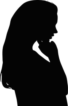 Modern Woman in solitude silhouette ,Solitary Female person,Stylish Career Lady Woman, Professional Woman silhouette Portrait, Elegant Woman illlustration, Silhouette of a Girl, Feminine silhouette vector