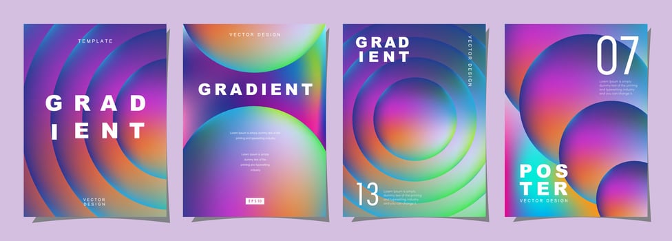 Set of creative covers or posters concept in modern style for corporate identity, branding, social media advertising, promo. Cover design template with dynamic gradients. vector