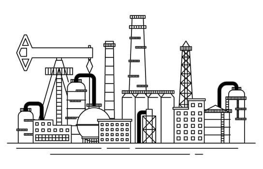 Petrochemical Industry Concept Contour Linear Style. Vector