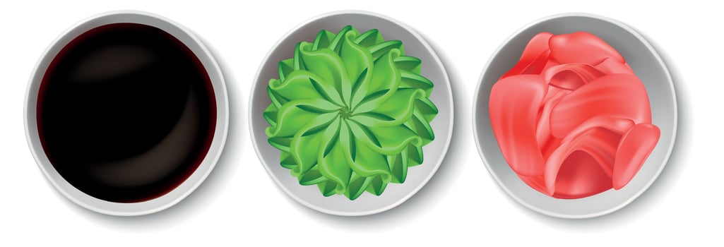 Realistic Detailed 3d Japanese Cuisine Condiments and Spices Set. Vector