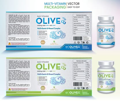 Multivitamin Label, Vitamin pack, Supplement labels, Vector bottle, Bottle label, Nutrition Supplement Label, Packaging template design, free vector label, Medicine pack