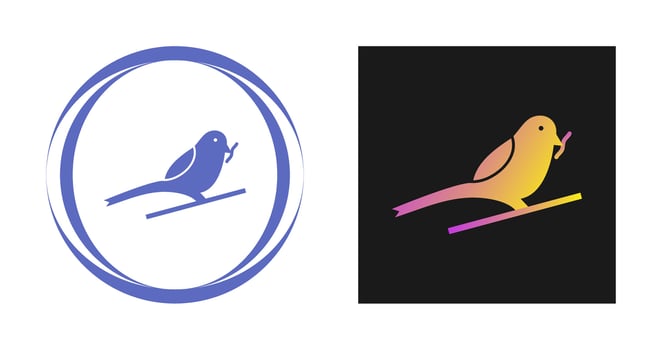 Bird Eating Worm Vector Icon