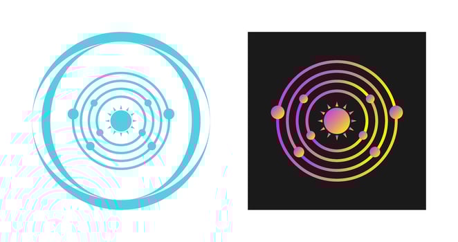 Planets Orbitting Sun Vector Icon