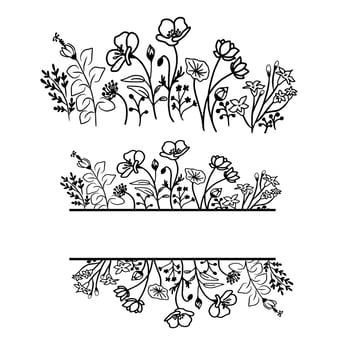 Flower Border Split Floral Frame vector