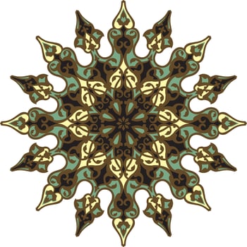 Vector colored round Turkish ornament. Endless Ottoman national circle
