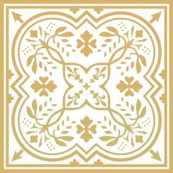 Vector golden colored square ornament of ancient Greece. Classic tile pattern of the Roman Empire