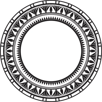 Vector ancient black monochrome Egyptian round ornament. Endless national ethnic border, frame, ring