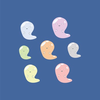 cute ghost character illustration in cute colors vector