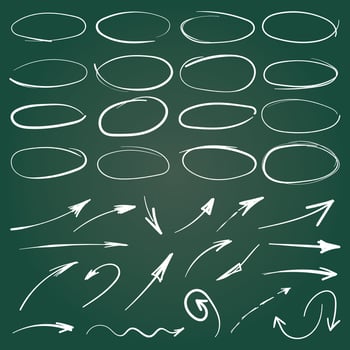 Circle line sketch and arrow icon in hand drawn style. Circular scribble doodle vector illustration on isolated background. Pencil or pen bubble sign business concept.