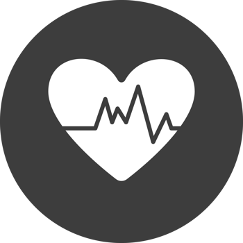heart rate icon in black circle. png