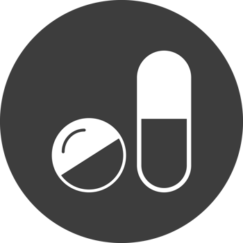 pill icon in black circle. png