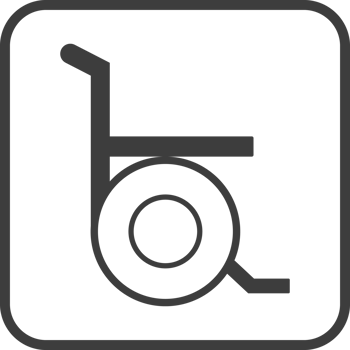 wheel chair icon in thin line black square frames. png