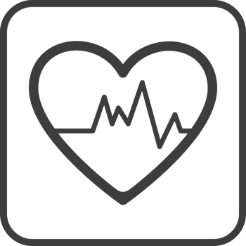 heart rate icon in thin line black square frames. png