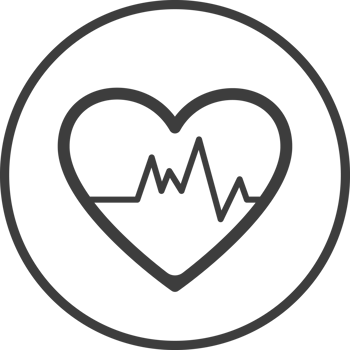 heart rate icon in thin line black circle frames. png