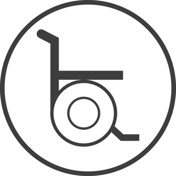 wheel chair icon in thin line black circle frames. png