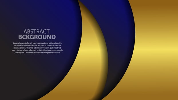 Abstract gold and blue curve geometric shape on background. Modern luxury bright gold stripe with gold glitter decoration. Futuristic technology concept. Vector illustration