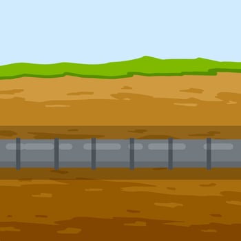 Underground pipeline. Sewer and water supply pipe. Sewage system. An oil pipeline in the ground. Nature and soil. Flat illustration vector