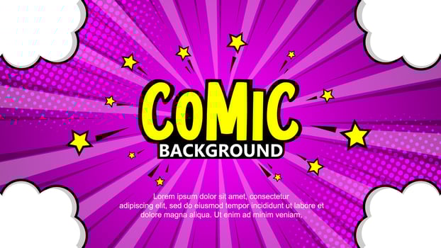 Pop art comic background. Blue Cartoon Vector Illustration