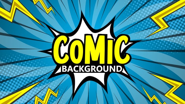 Pop art comic background. Blue Cartoon Vector Illustration