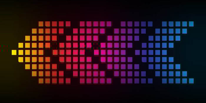 dotted arrow icon. Gradient dot vector isolated element. Halftone arrow effect on background. Vector illustration.