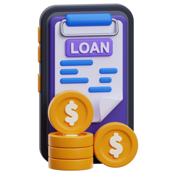 loan application 3d icon. online loan application 3d render. coin with loan application 3d render. png