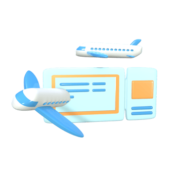 3D icon airplane boarding pass rendered isolated on the transparent background png