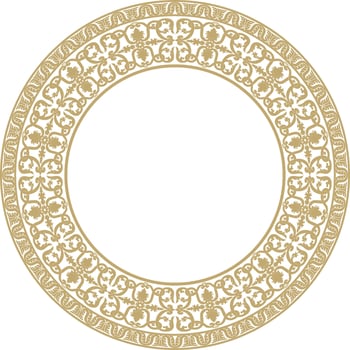 Vector gold round classic renaissance ornament. Circle, ring european border, revival style frame