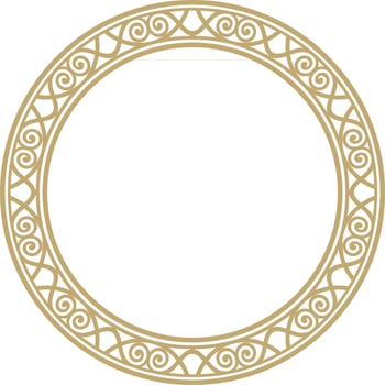 Vector gold round classic renaissance ornament. Circle, ring european border, revival style frame