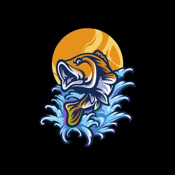 best illustration of fish in japanese art style for your t-shirt or sticker vector