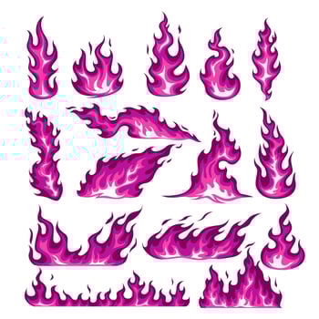 Set of purple flames vector. Cartoon of flames Vector eps 10