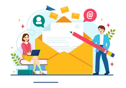 Email Newsletter Vector Illustration with Envelope, Electronic Mail Message or Mobile Service Background in Flat Cartoon Hand Drawn Templates