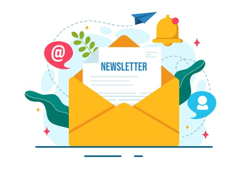 Email Newsletter Vector Illustration with Envelope, Electronic Mail Message or Mobile Service Background in Flat Cartoon Hand Drawn Templates