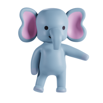 3d render animal cute elephant png
