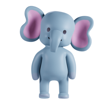 3d render animal cute elephant png