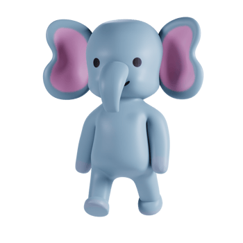 3d render animal cute elephant png