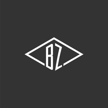 Initials BZ logo monogram with simple diamond line style design vector