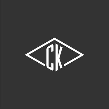 Initials CK logo monogram with simple diamond line style design vector