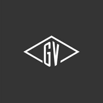 Initials GV logo monogram with simple diamond line style design vector