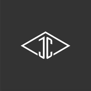 Initials JC logo monogram with simple diamond line style design vector