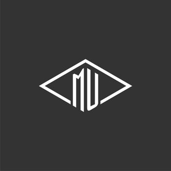Initials MU logo monogram with simple diamond line style design vector