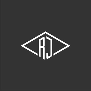 Initials RJ logo monogram with simple diamond line style design vector