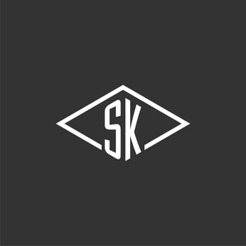 Initials SK logo monogram with simple diamond line style design vector