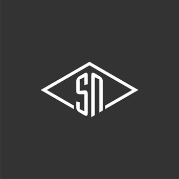 Initials SN logo monogram with simple diamond line style design vector